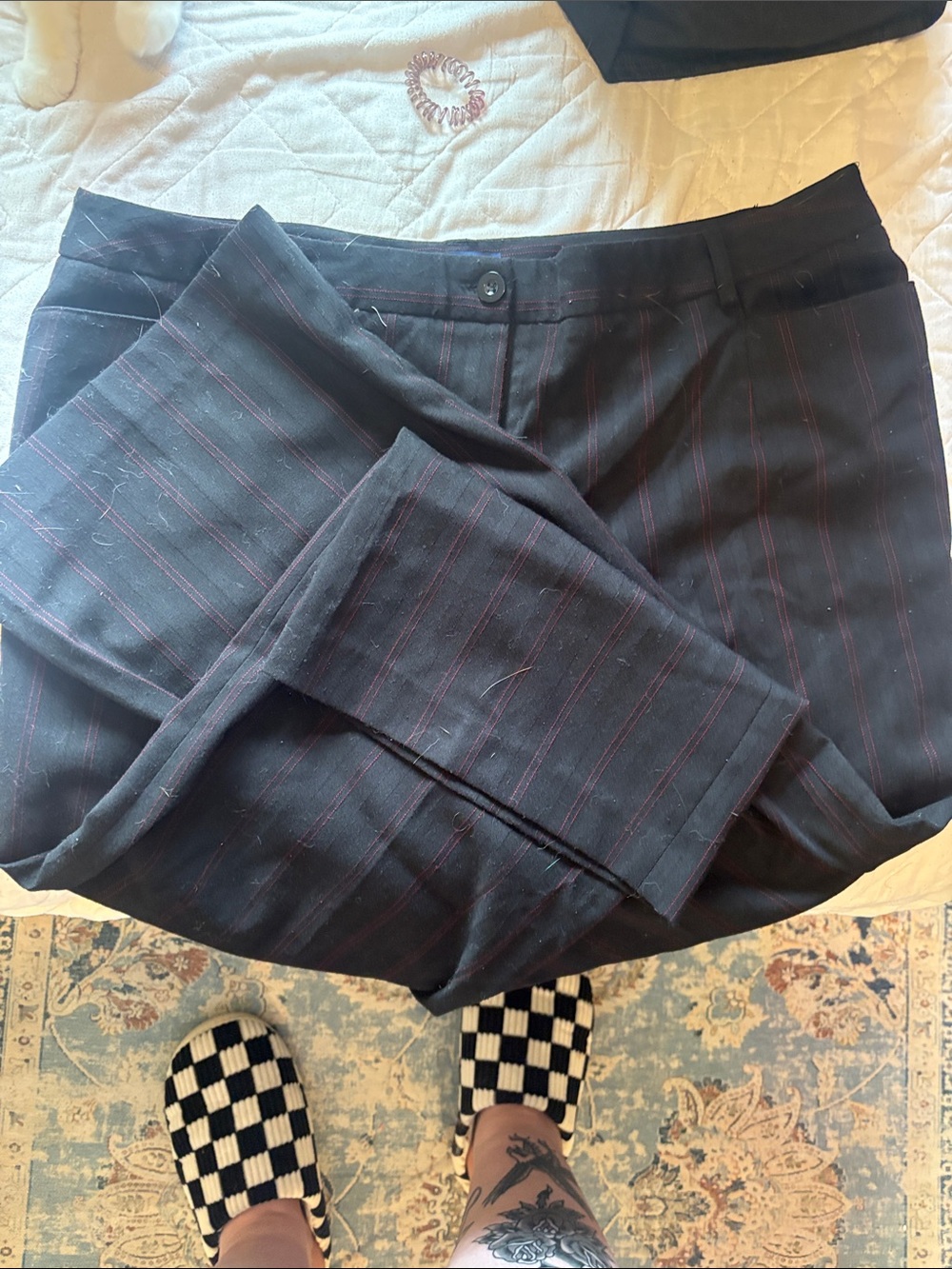 Encore Jeans Black Pants with Subtle Red Stitching - Picture 4 of 5